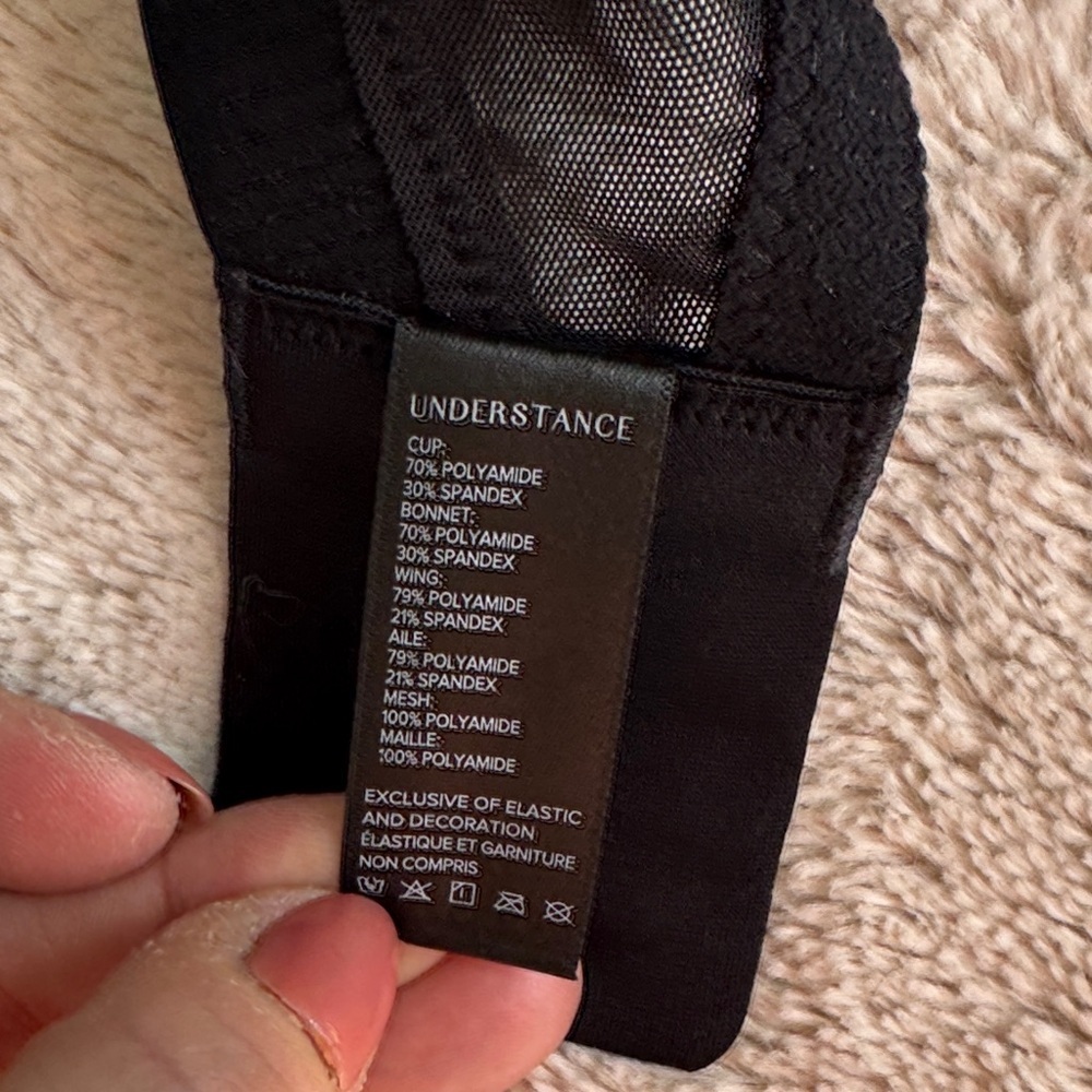 NWT Understance Black Full-Cup Support Bra with Mesh Accents 36DDD/F - Picture 8 of 8
